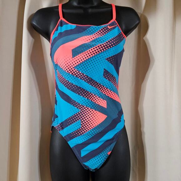 Nike one piece swimsuit size 4 blue peach‎ - Picture 1 of 7